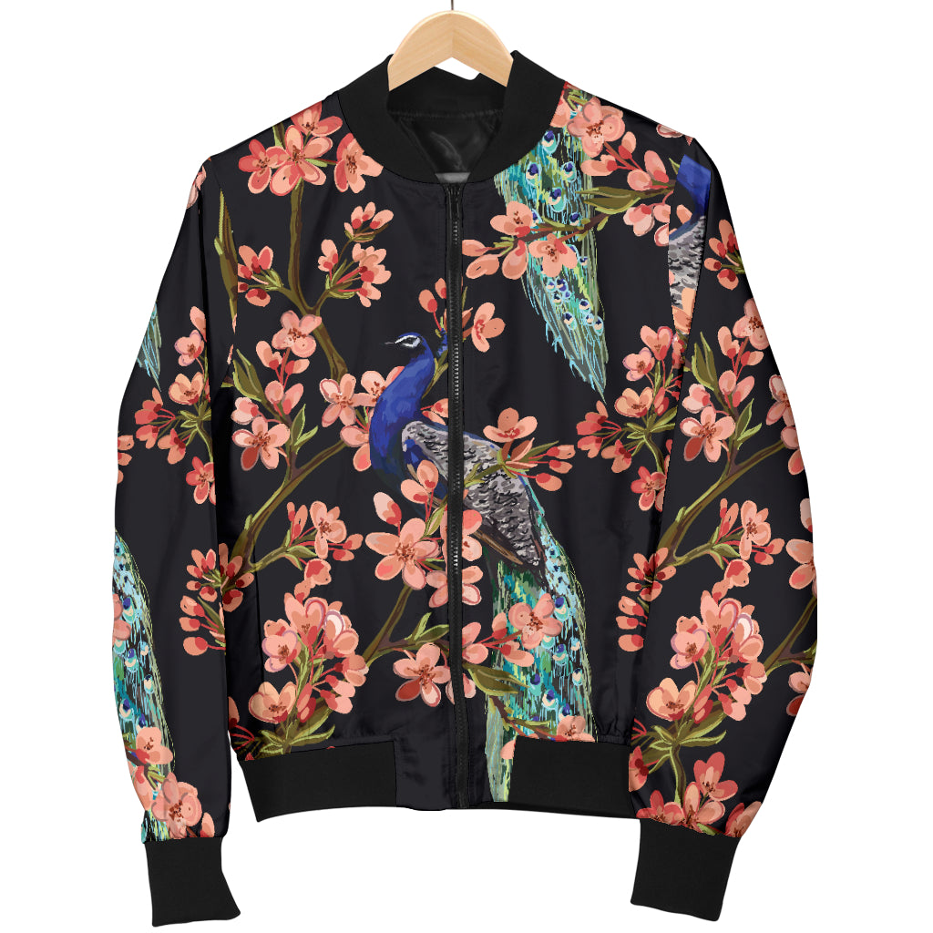 Peacock Pattern Print Design A01 Women's Bomber Jacket