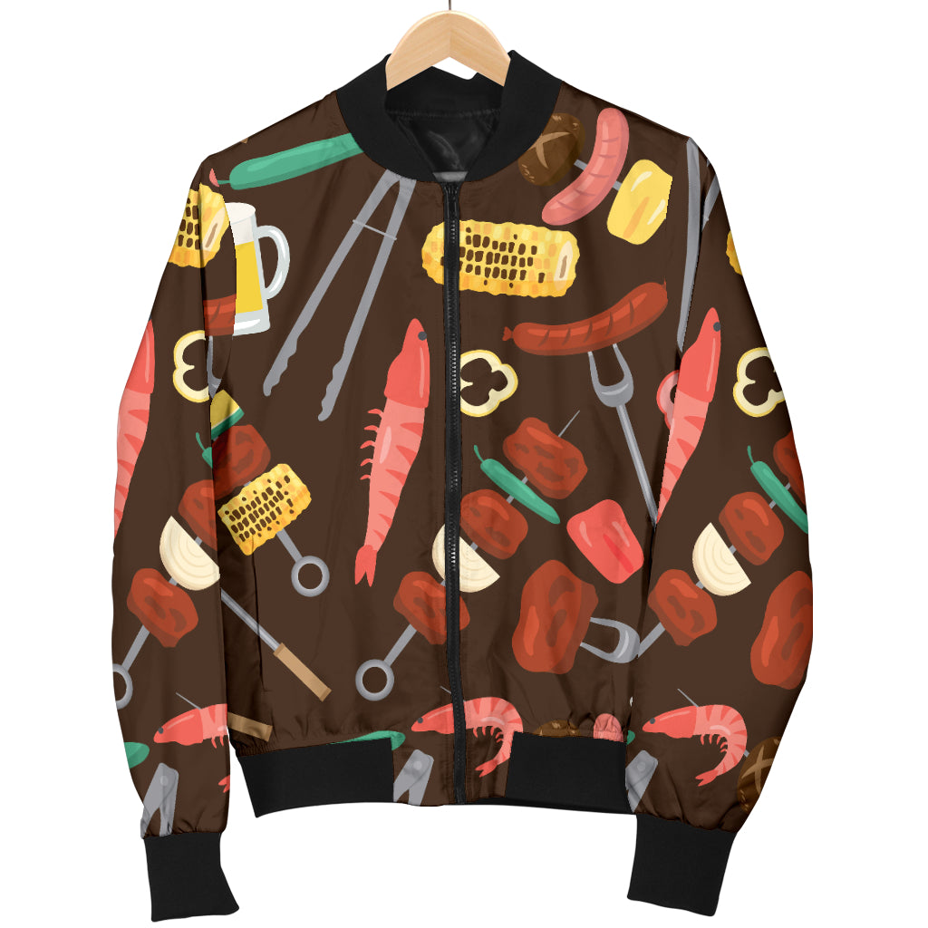 Barbecue Pattern Print Design 05 Women's Bomber Jacket
