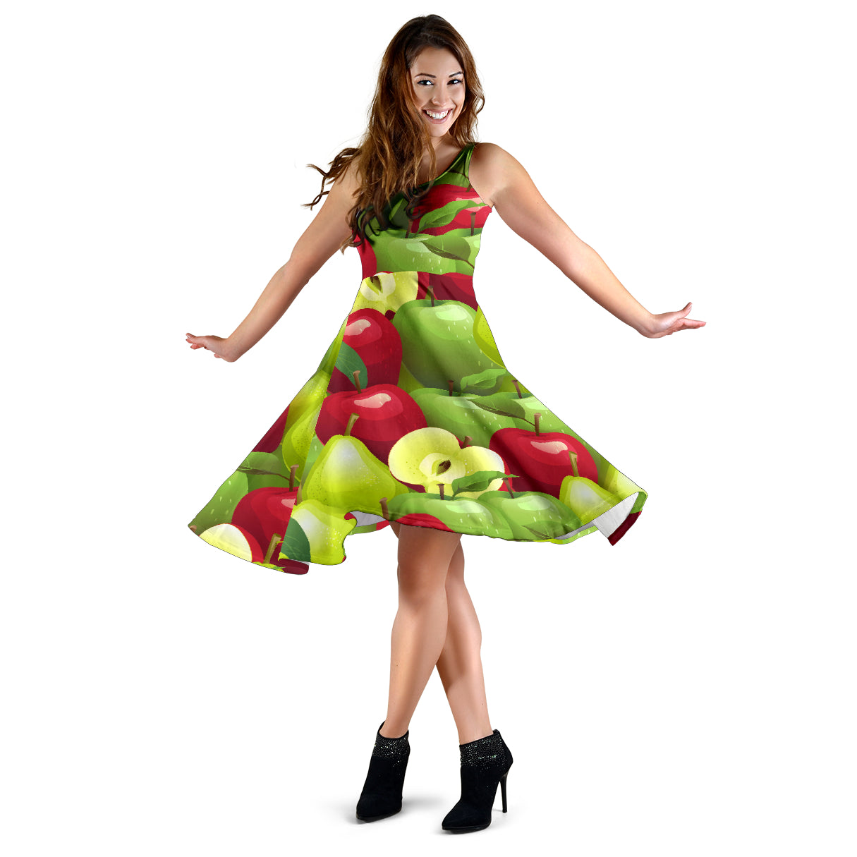 Apple Pattern Print Design AP03 Midi Dress