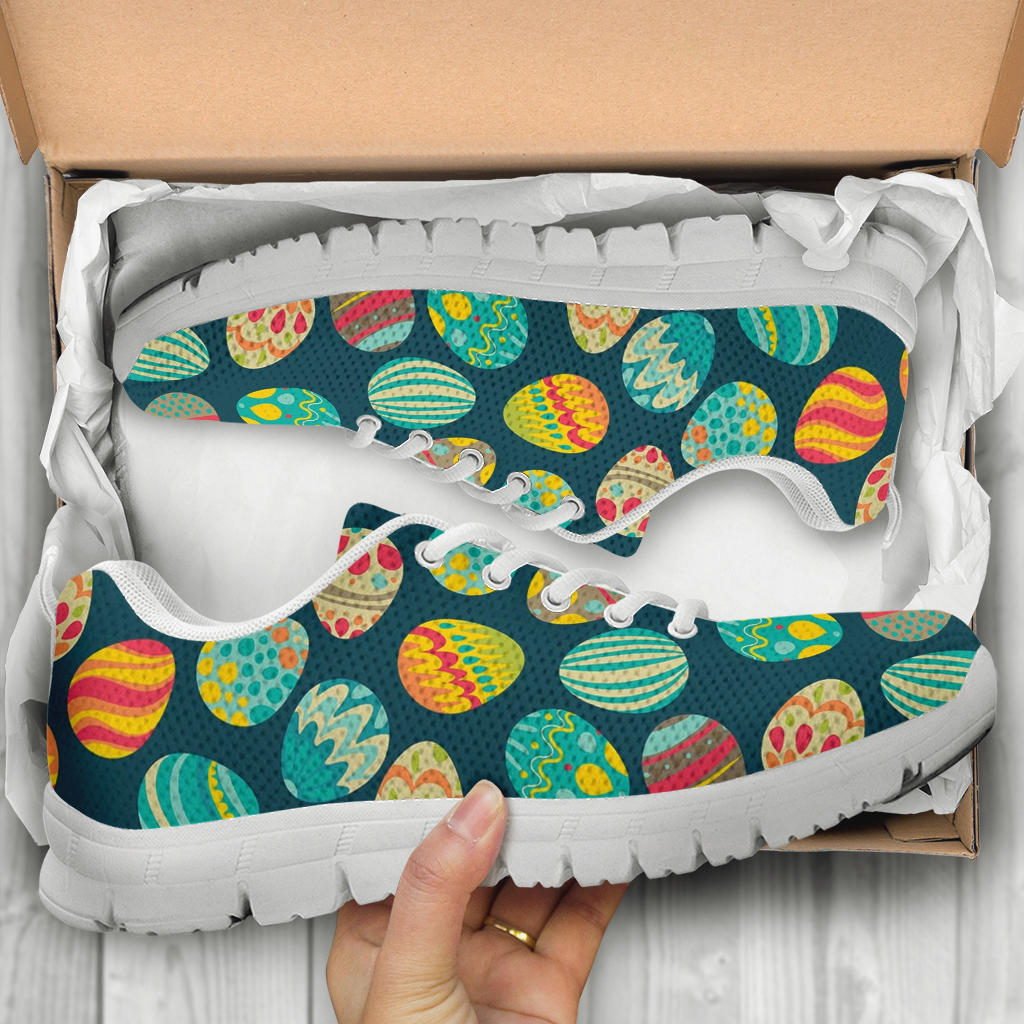 Easter Eggs Pattern Print Design RB09 Sneakers White Bottom Shoes