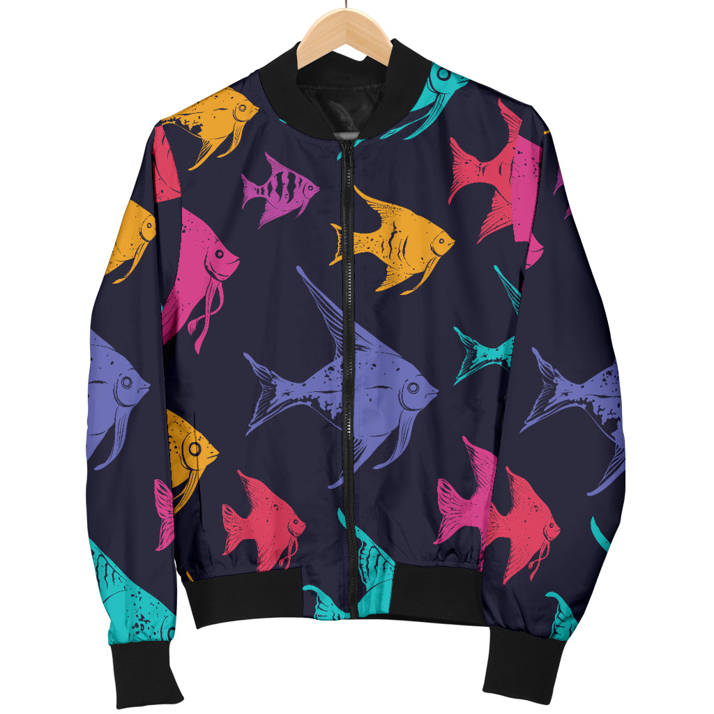 Angelfish Colorful Pattern Print Design 03 Women's Bomber Jacket