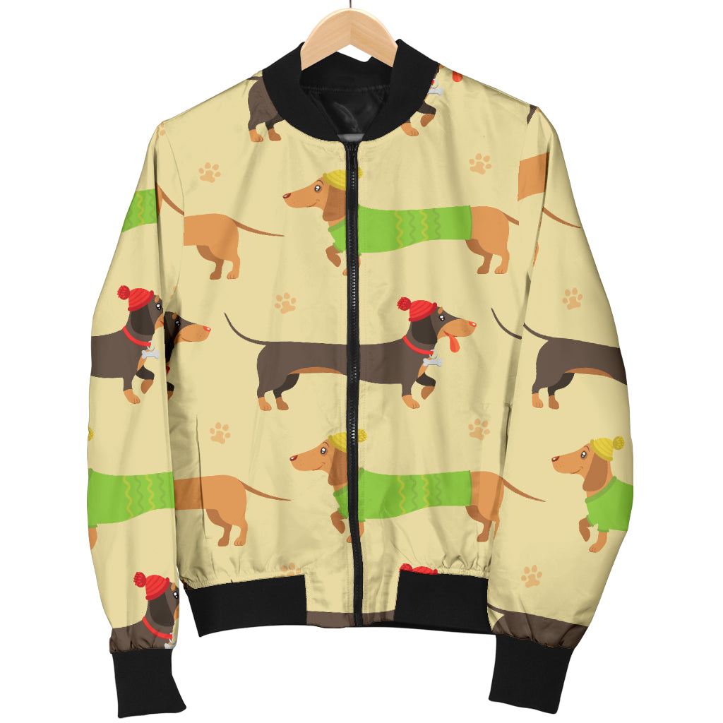 Dachshund Pattern Print Design 06 Women's Bomber Jacket