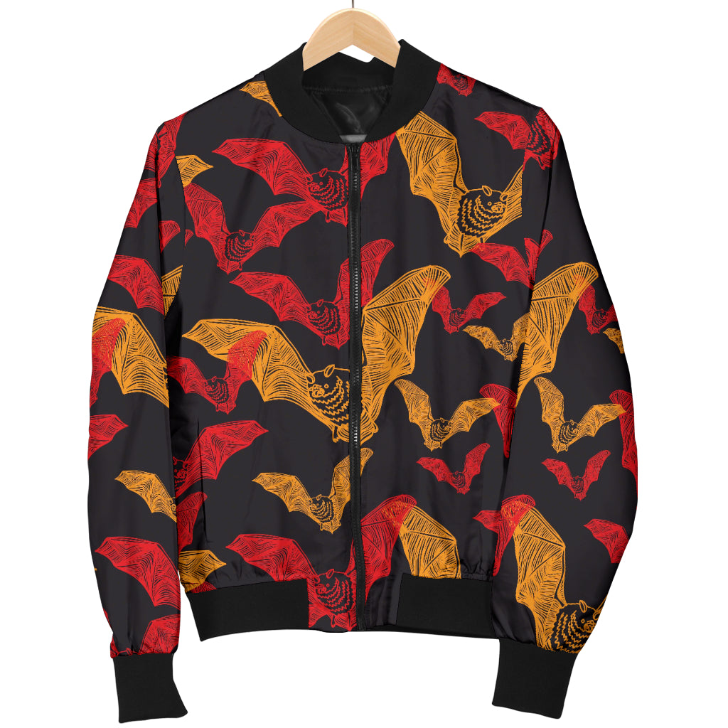 Bat Pattern Print Design 01 Women's Bomber Jacket