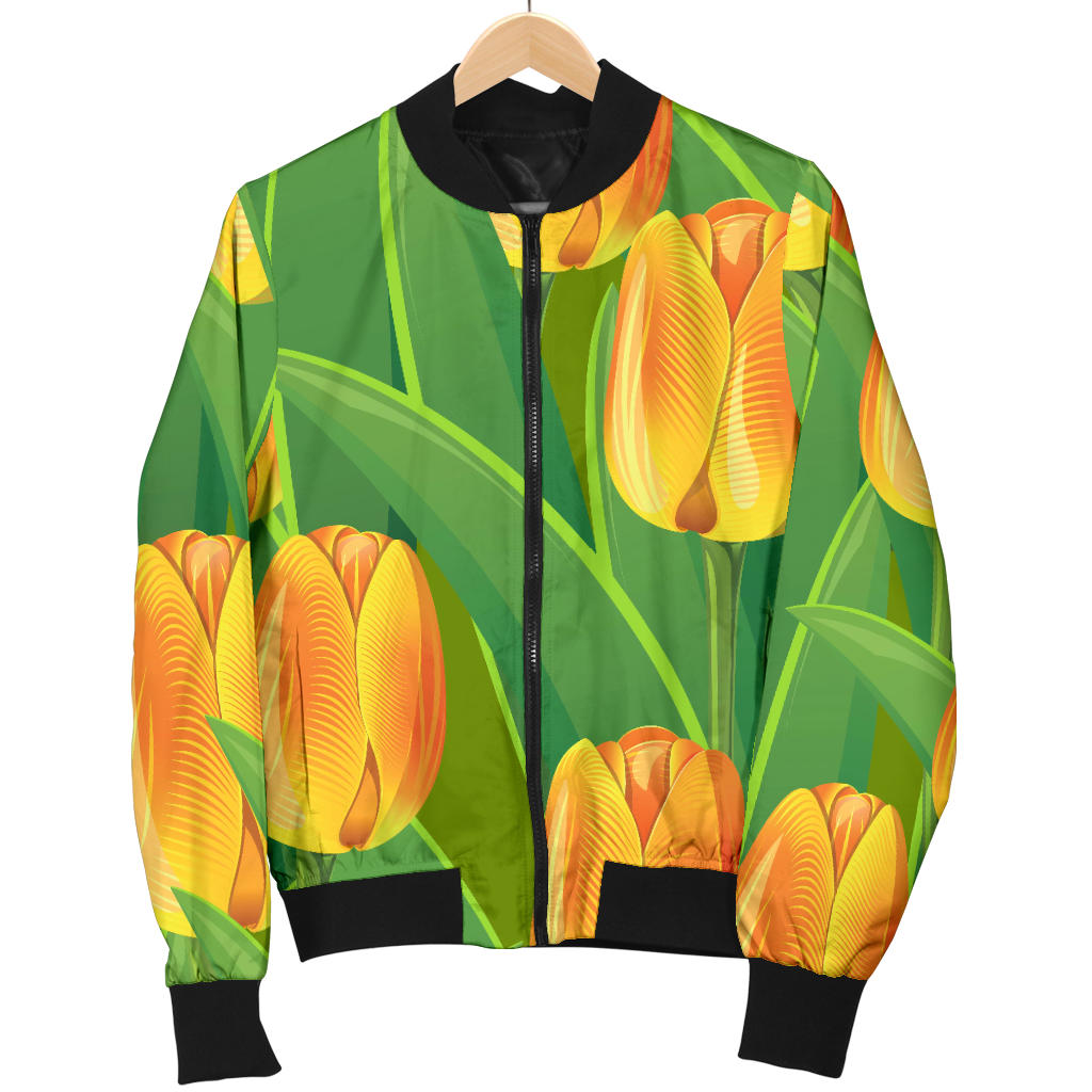 Tulip Orange Pattern Print Design TP07 Men Bomber Jacket