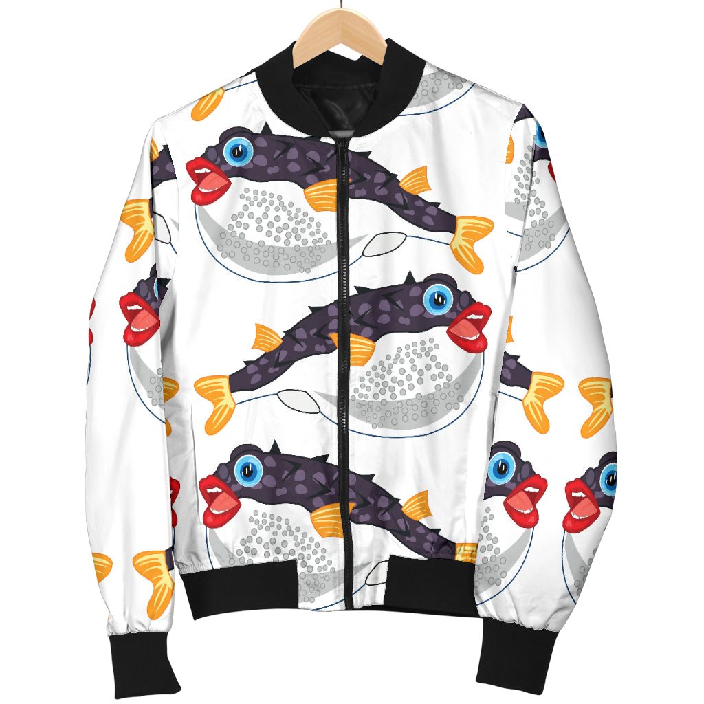 Fugu Pattern Print Design 03 Women's Bomber Jacket