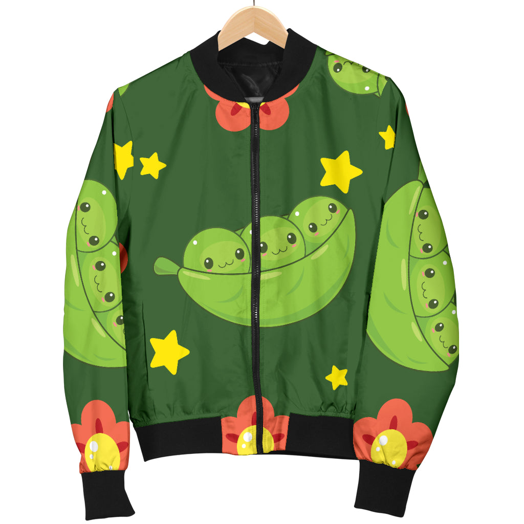 Peas Pattern Print Design A01 Women's Bomber Jacket