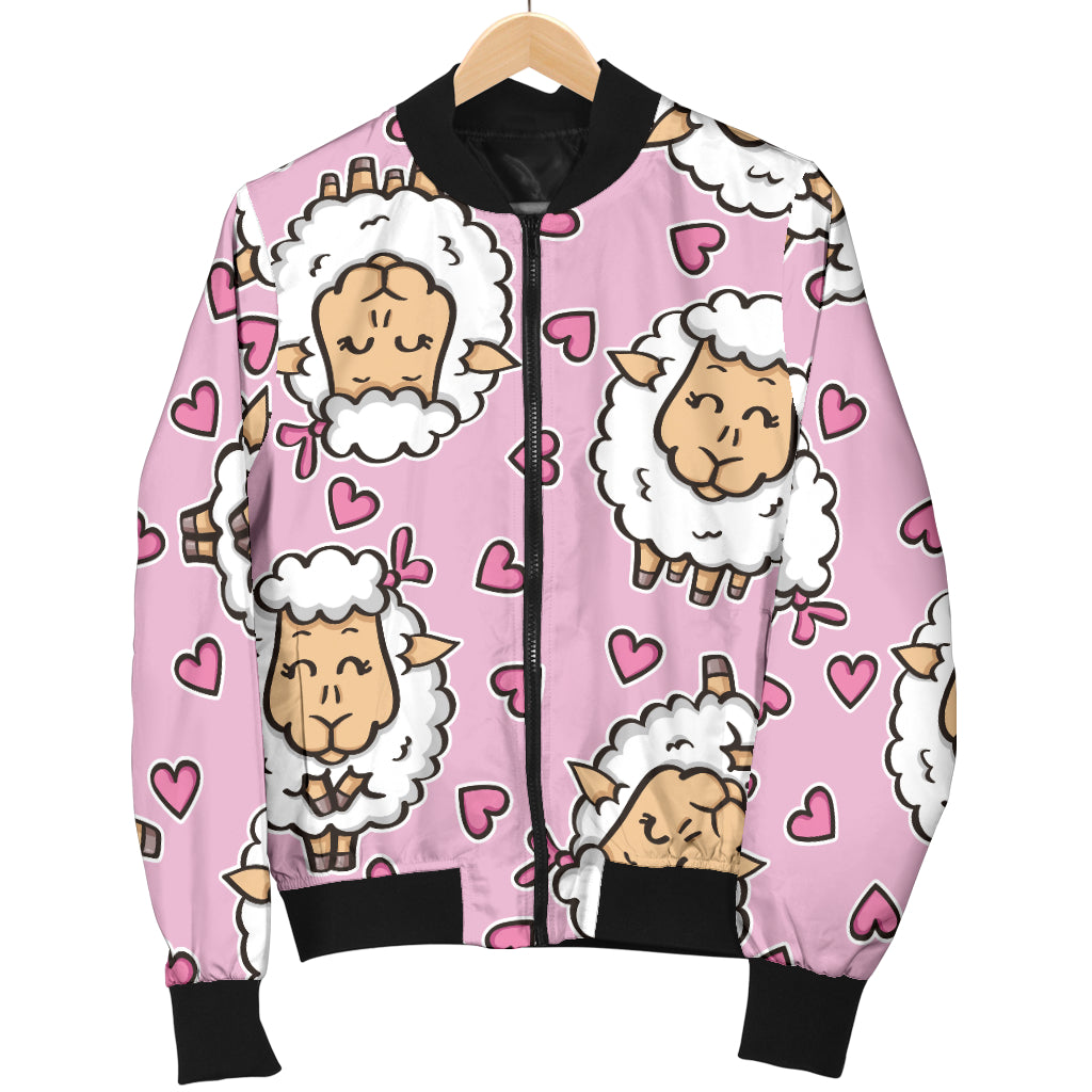 Sheep Cute Pattern Print Design 01 Women's Bomber Jacket