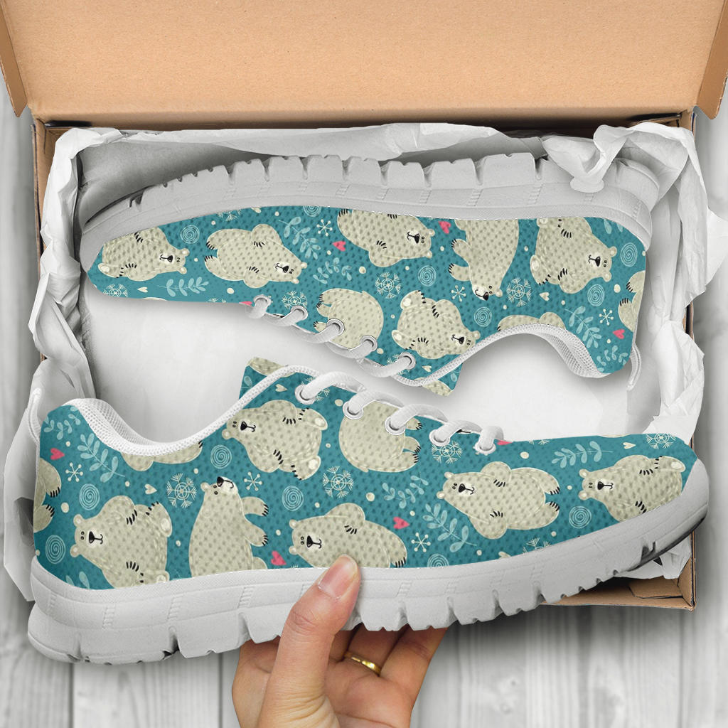 Bear Pattern Print Design BE04 Sneakers White Bottom Shoes