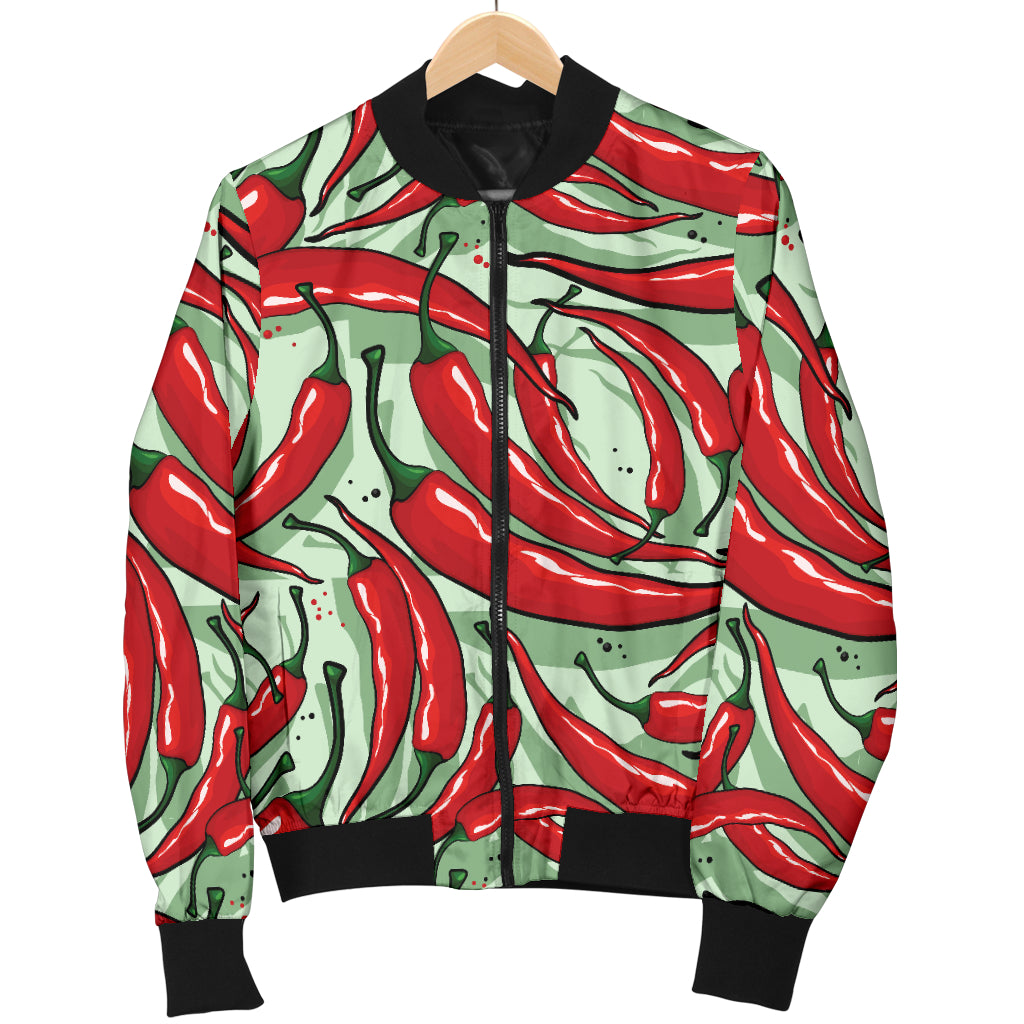 Chilli Pepper Pattern Print Design 04 Women's Bomber Jacket
