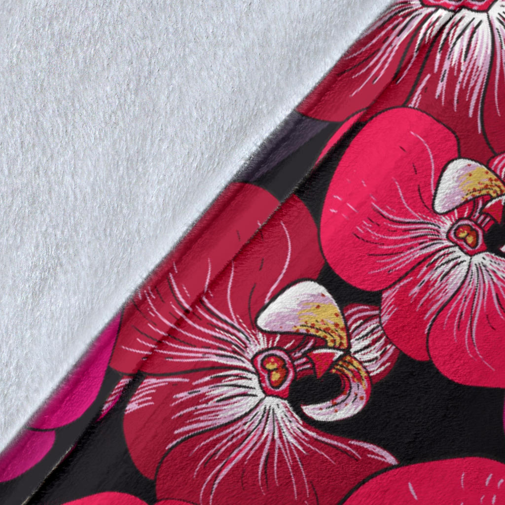 Orchid Red Pattern Print Design OR05 Fleece Blanket