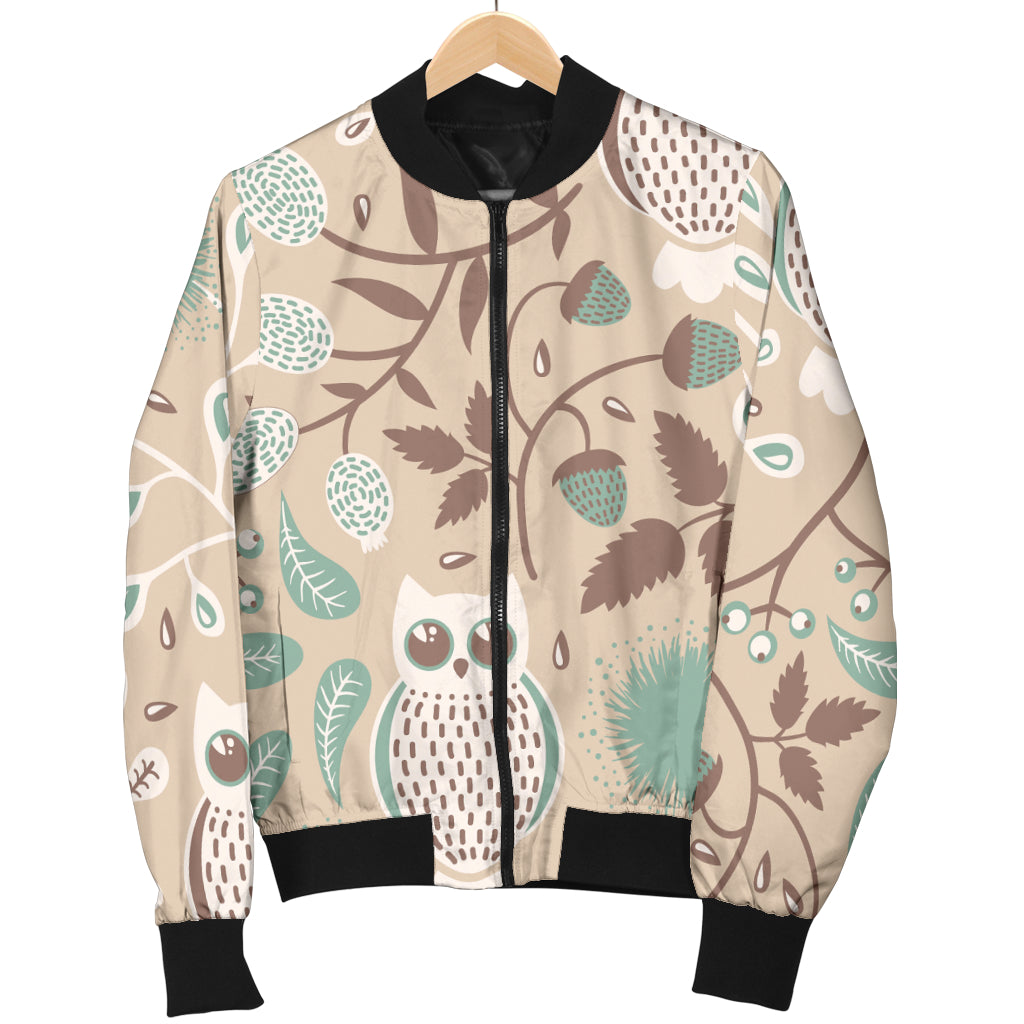 Owl Pattern Print Design A02 Women's Bomber Jacket