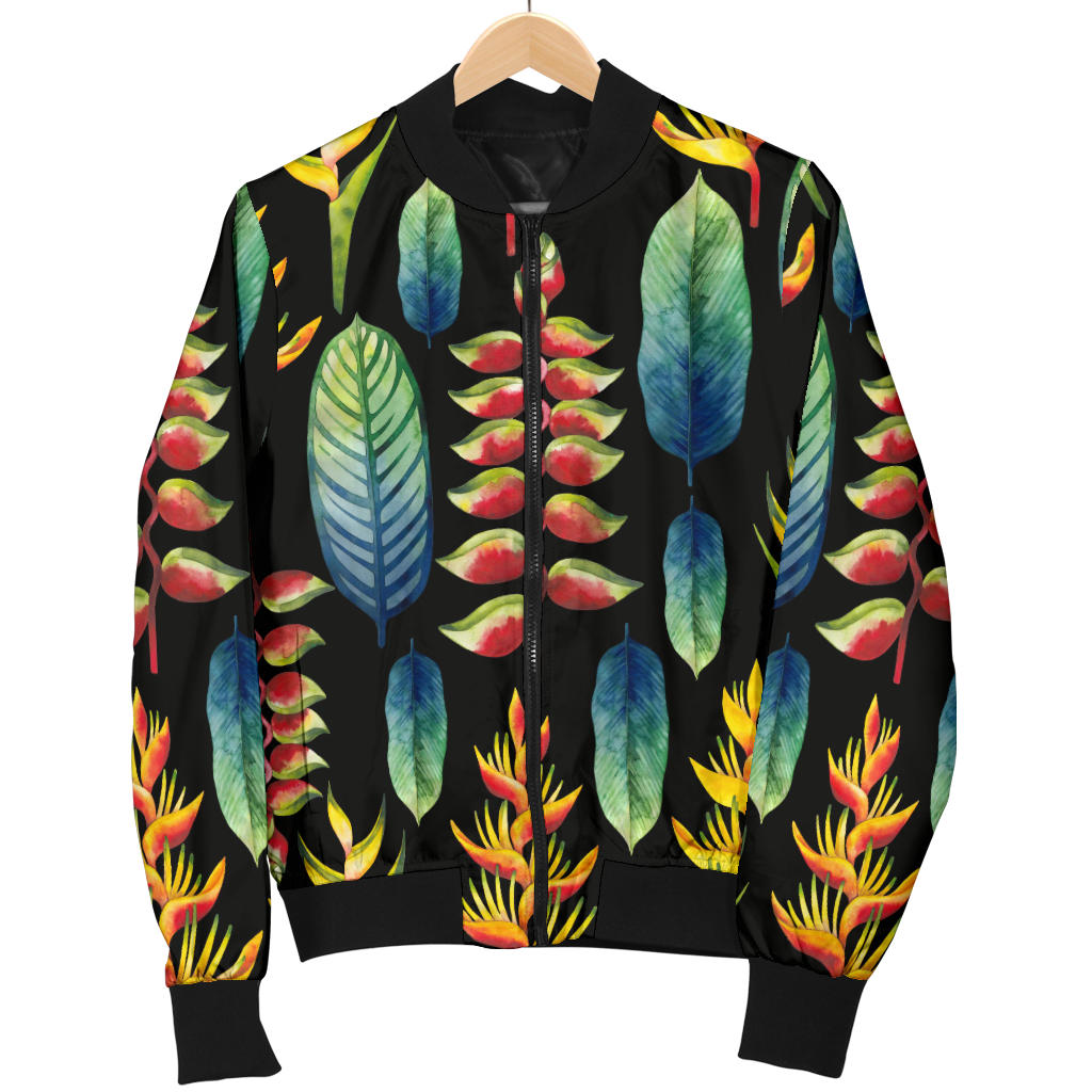 Heliconia Pattern Print Design HL03 Women Bomber Jacket