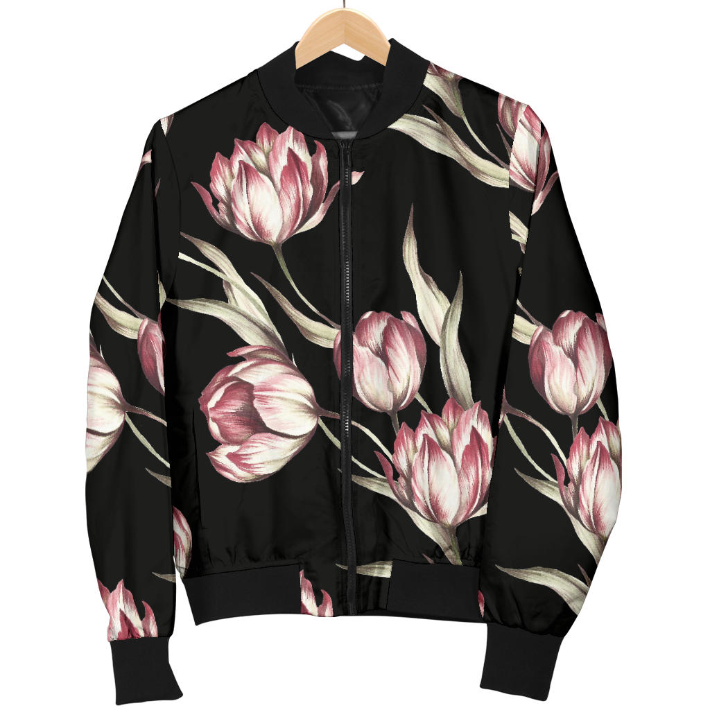 Tulip Pink Pattern Print Design TP02 Men Bomber Jacket