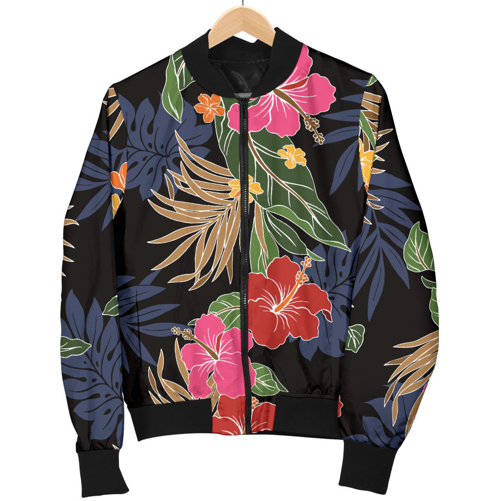 Hawaiian Themed Pattern Print Design H011 Women Bomber Jacket