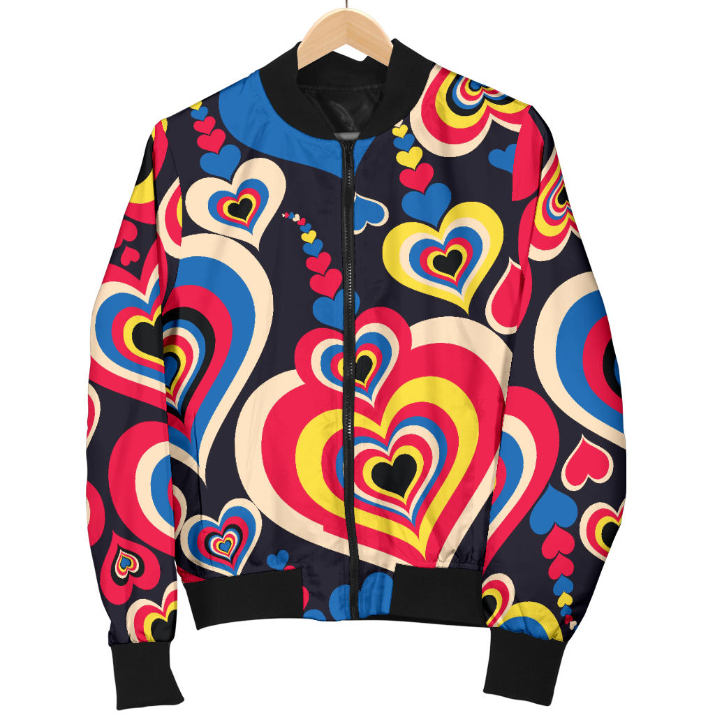 Heart Pattern Print Design HE08 Men Bomber Jacket