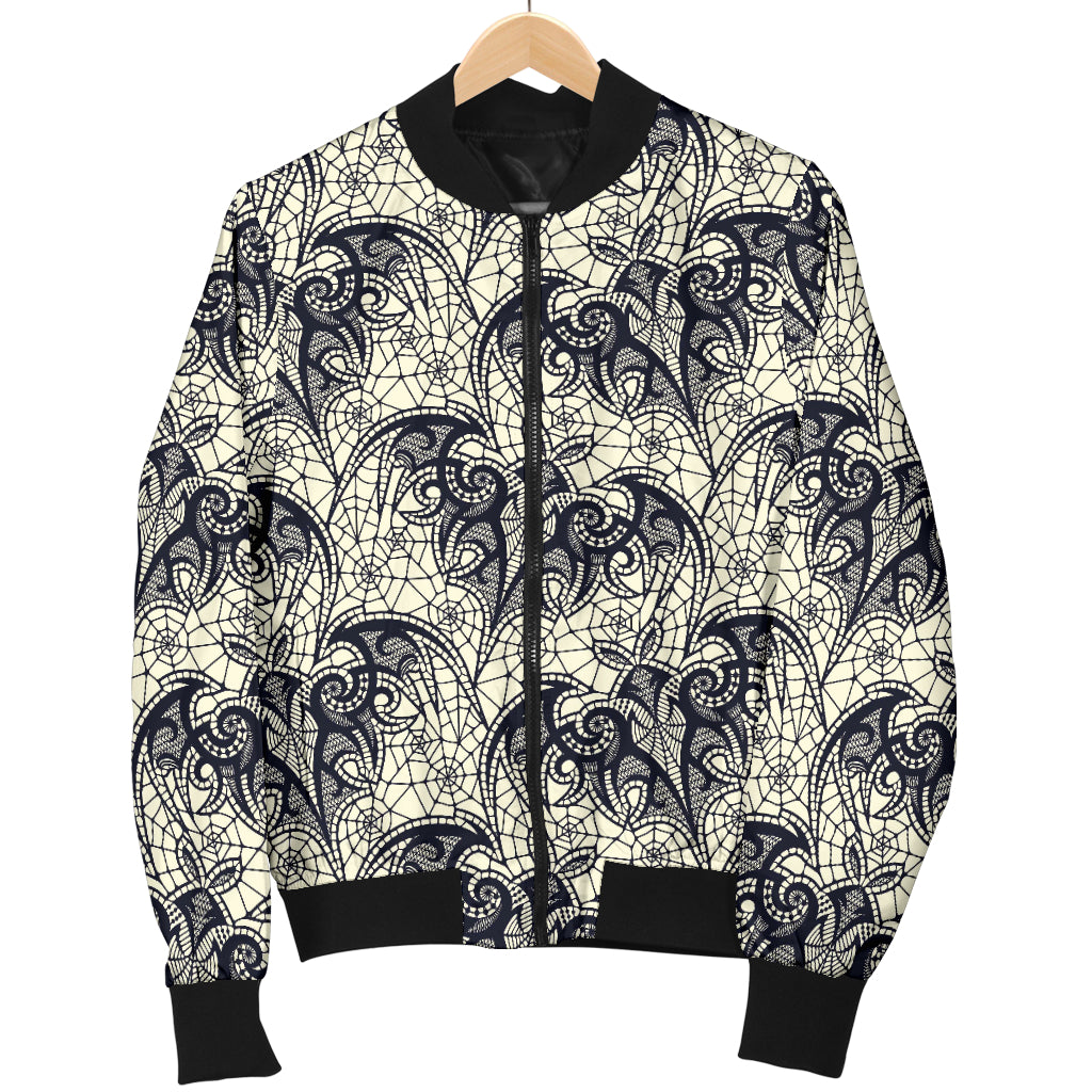 Bat Tribal Pattern Print Design 06 Women's Bomber Jacket