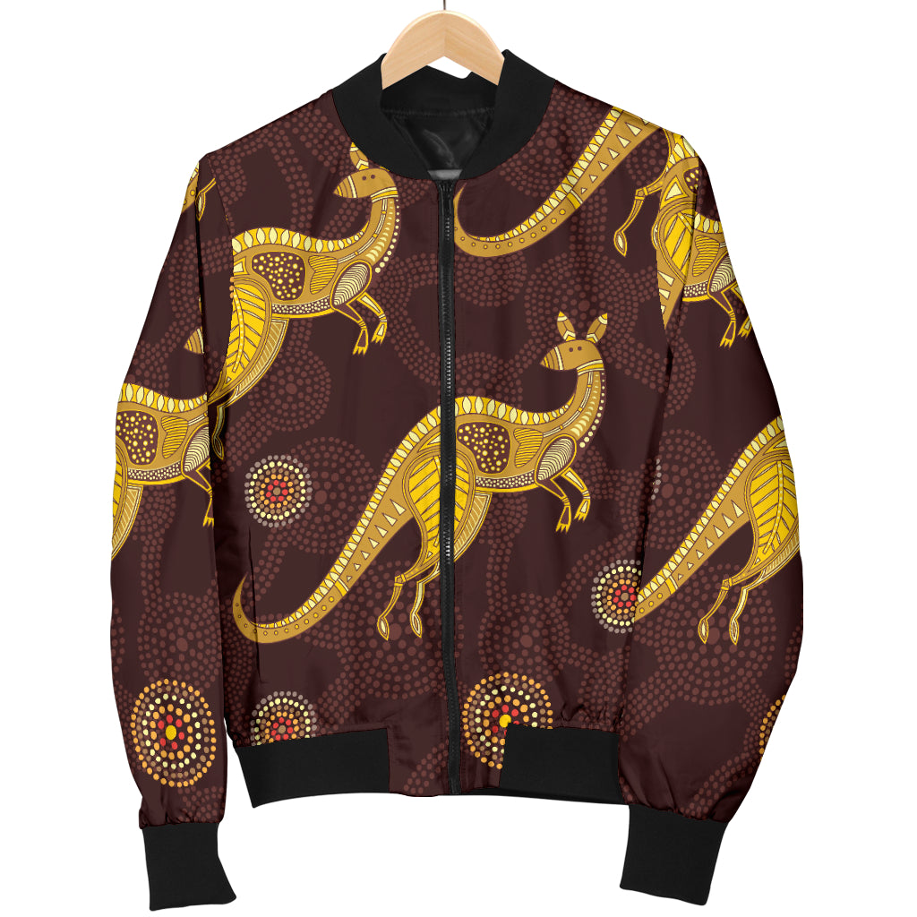 Kangaroos Aboriginal Pattern Print Design 08 Women's Bomber Jacket