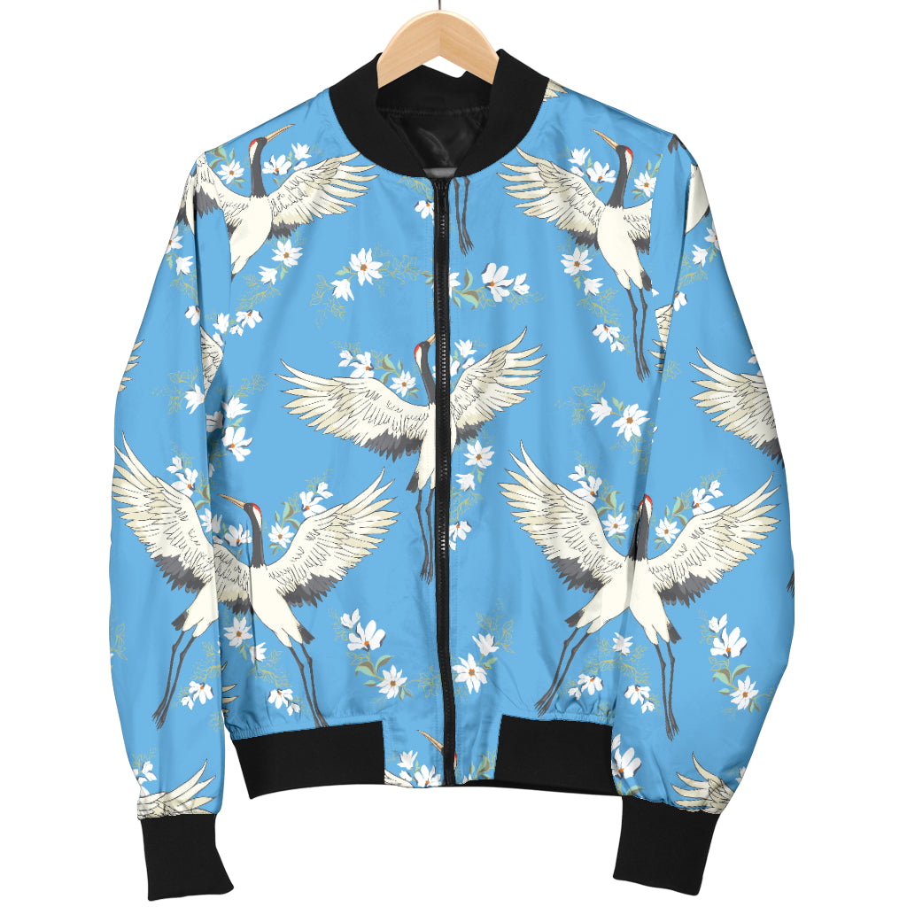 Crane Pattern Print Design 03 Women's Bomber Jacket