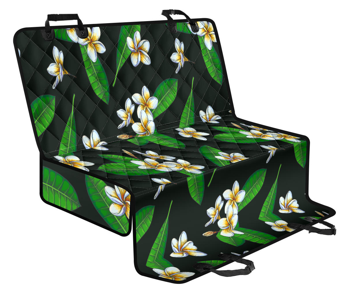 White Plumeria Pattern Print Design PM023 Rear Dog Seat Cover