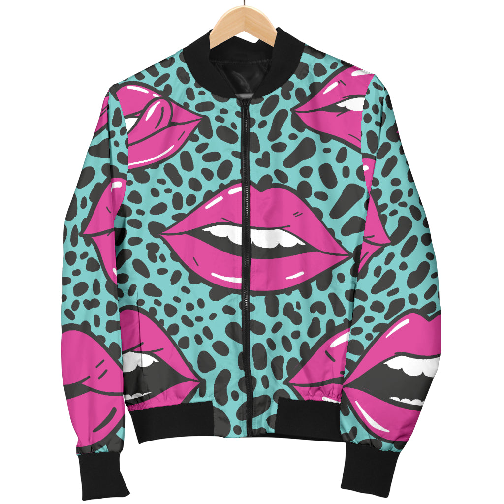 Lip Pattern Print Design 04 Women's Bomber Jacket