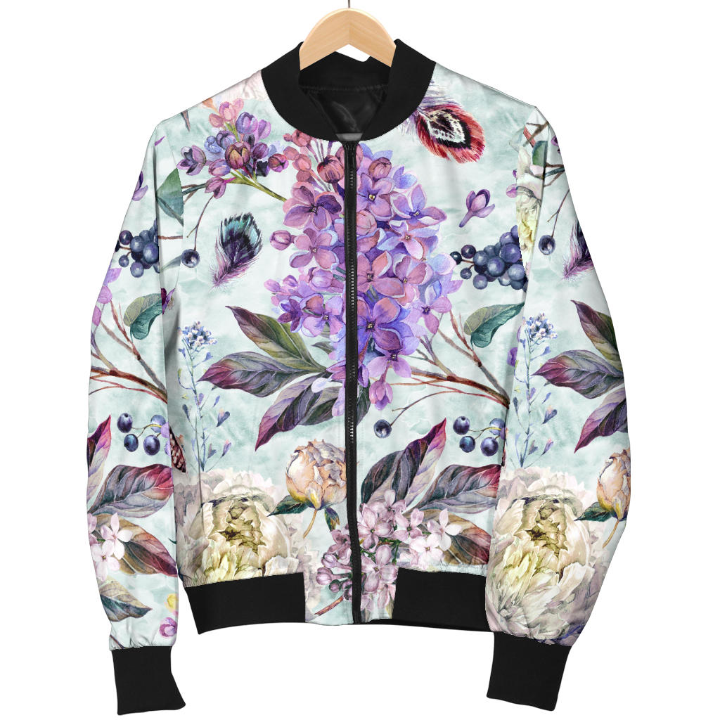 Lilac Pattern Print Design LI06 Men Bomber Jacket
