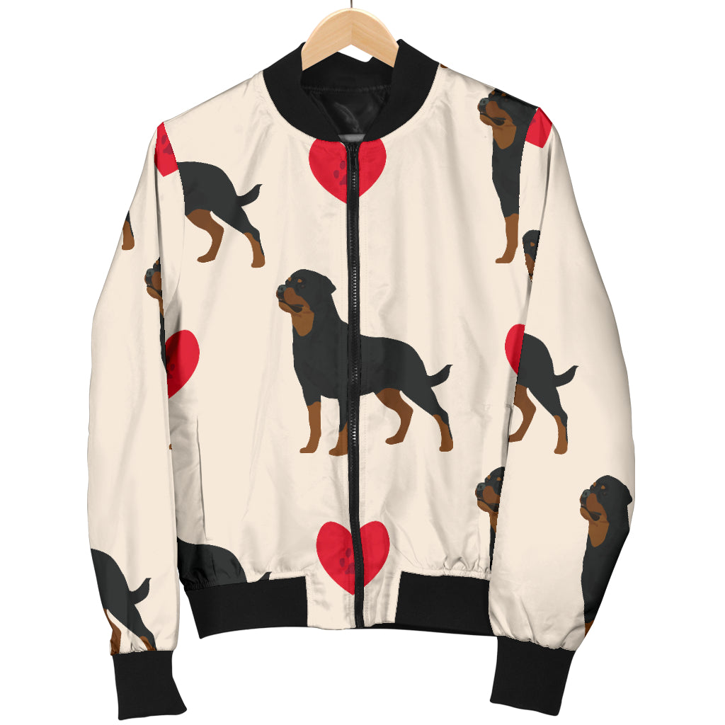 Rottweiler Pattern Print Design A02 Women's Bomber Jacket