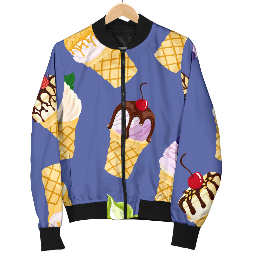 Ice Cream Pattern Print Design IC03 Men Bomber Jacket