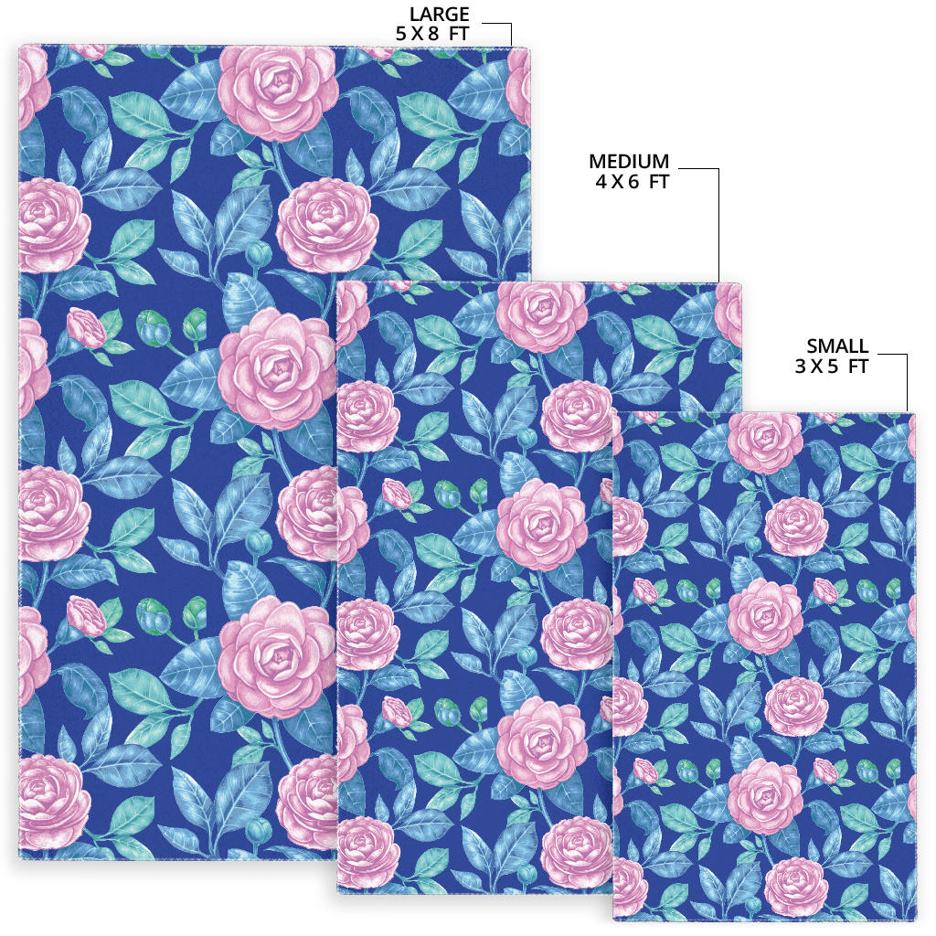 Camellia Pattern Print Design CM05 Area Rugs