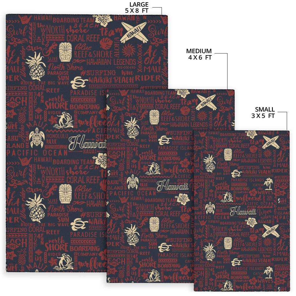 Hawaiian Themed Pattern Print Design H017 Area Rugs
