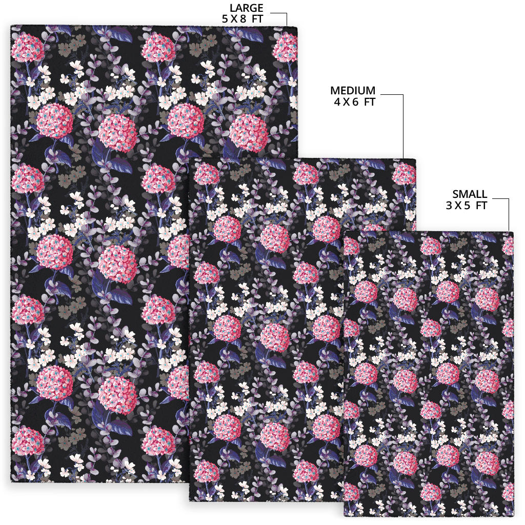 Hydrangea Pattern Print Design HD04 Area Rugs