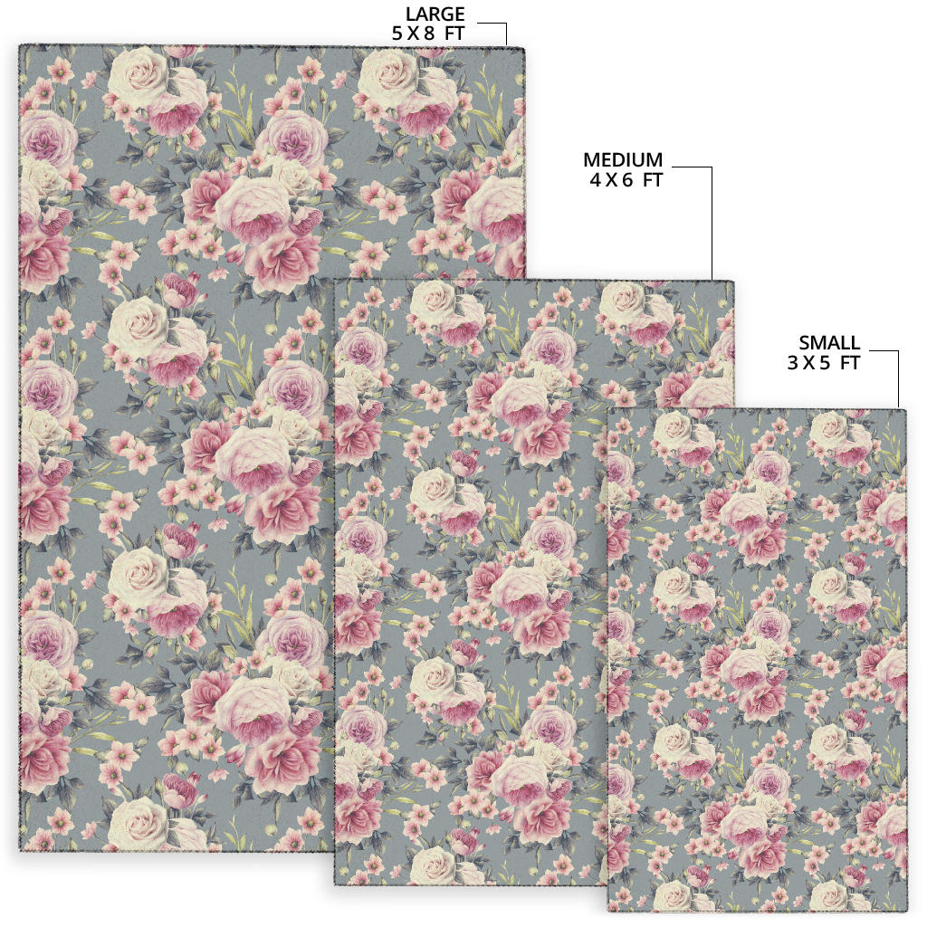 Peony Pattern Print Design PE05 Area Rugs