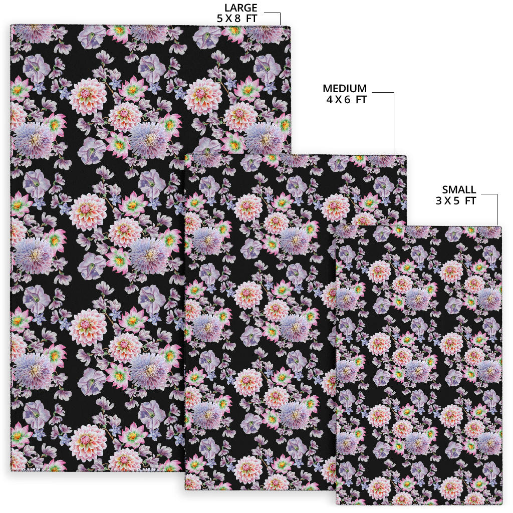 Dahlia Pattern Print Design DH012 Area Rugs