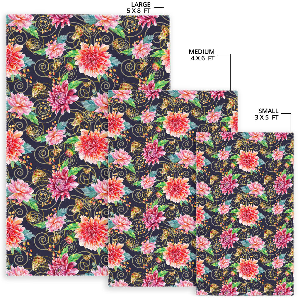 Dahlia Pattern Print Design DH02 Area Rugs