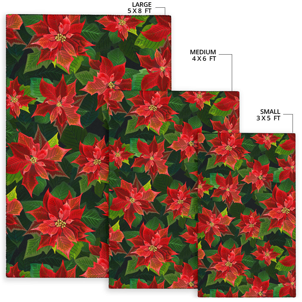 Poinsettia Pattern Print Design POT04 Area Rugs