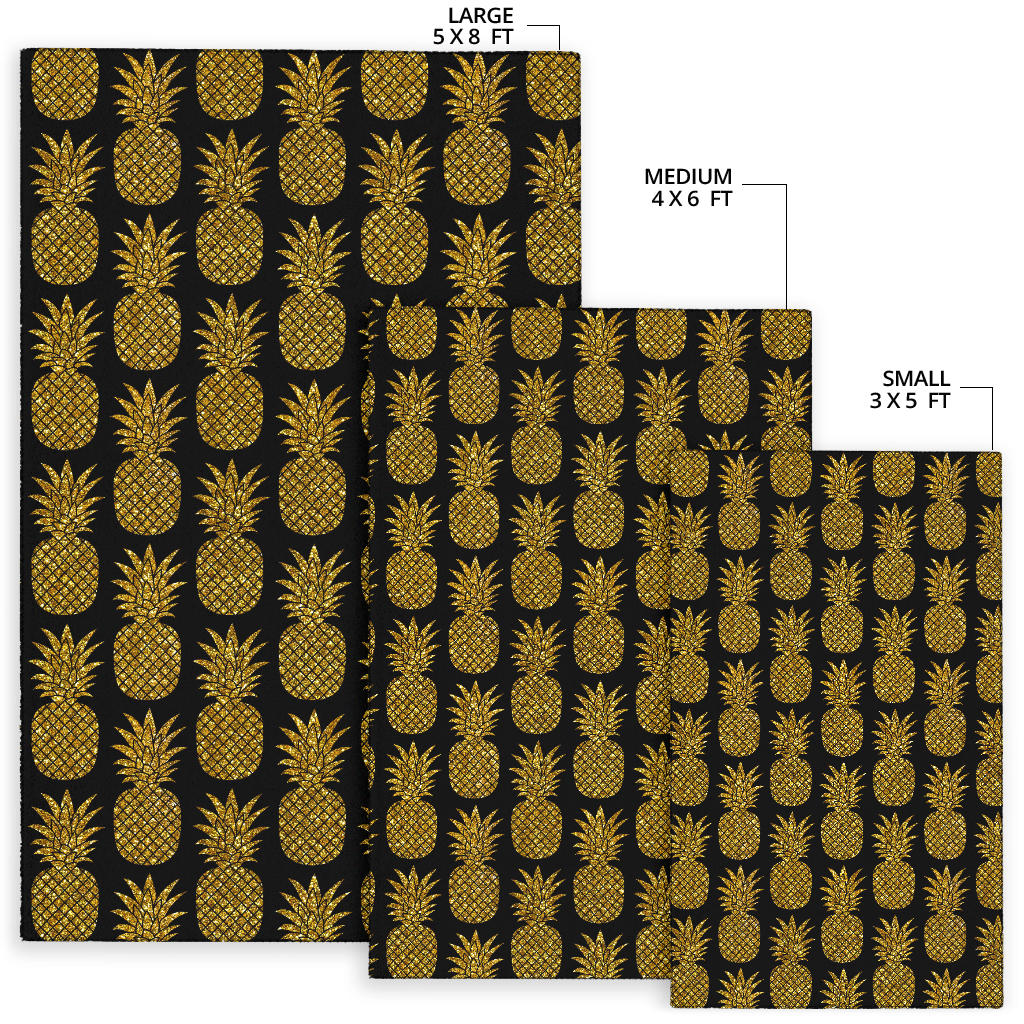 Gold Pineapple Pattern Print Design PP011 Area Rugs