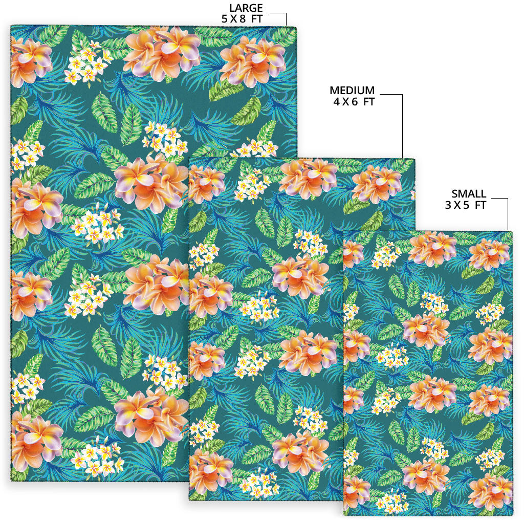 Plumeria Tropical Flower Design Print Area Rugs