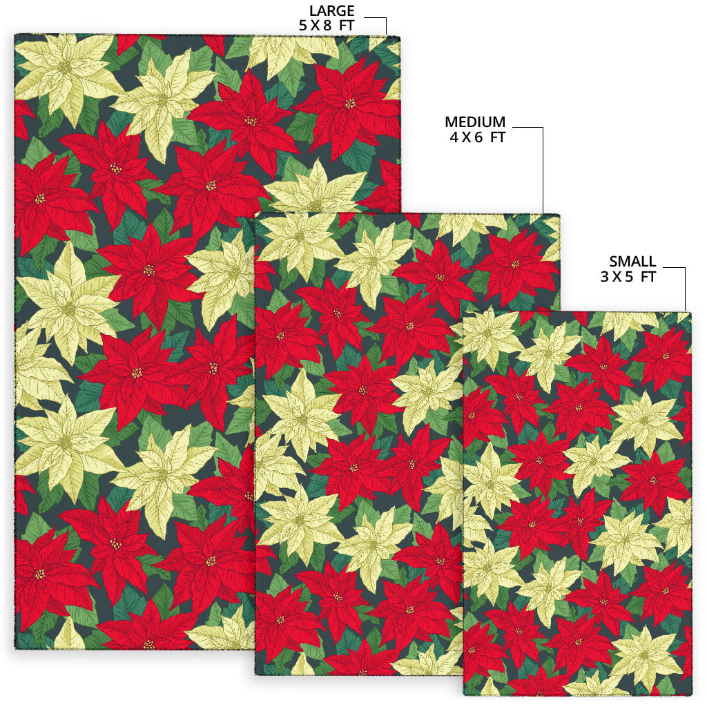 Poinsettia Pattern Print Design POT06 Area Rugs