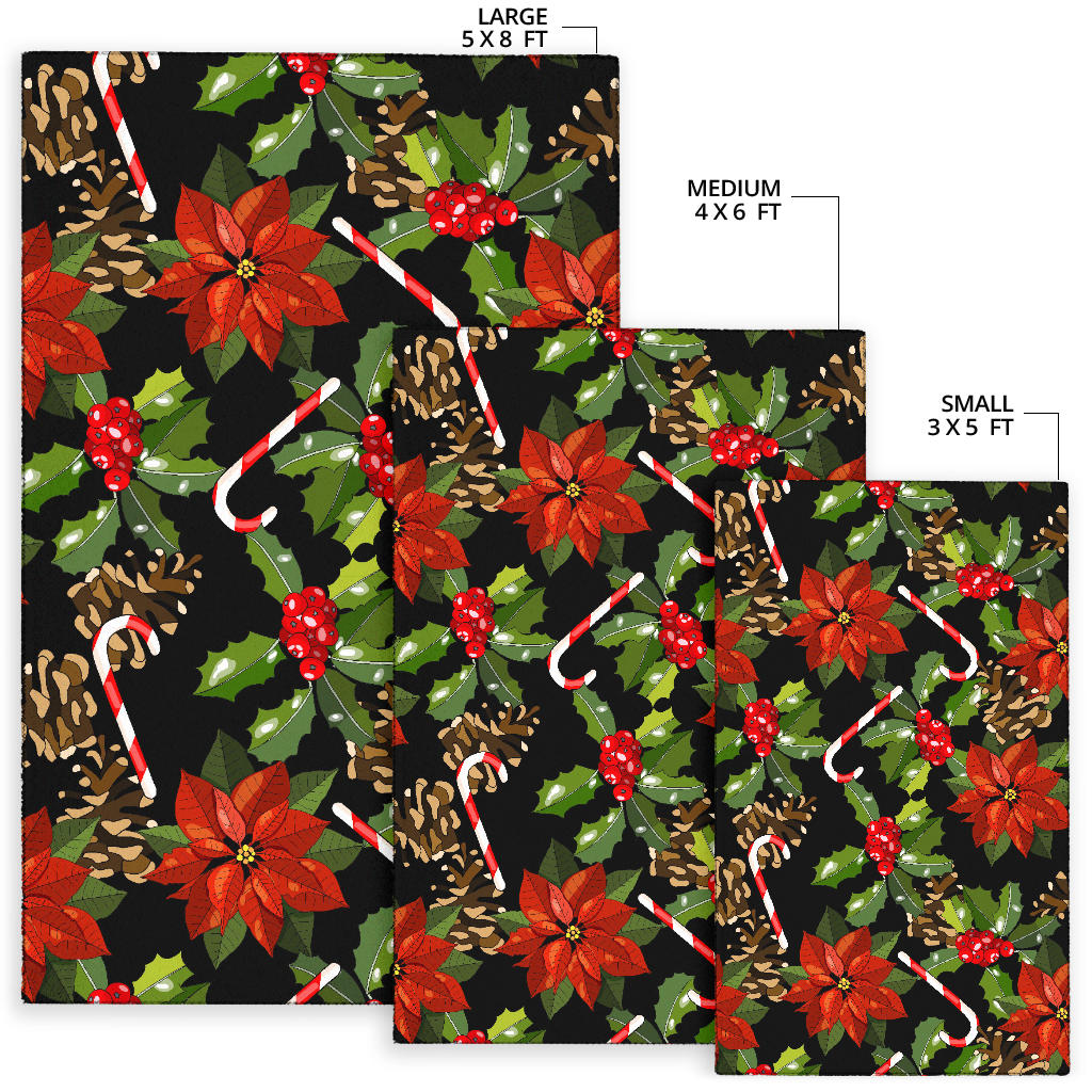 Poinsettia Pattern Print Design POT01 Area Rugs
