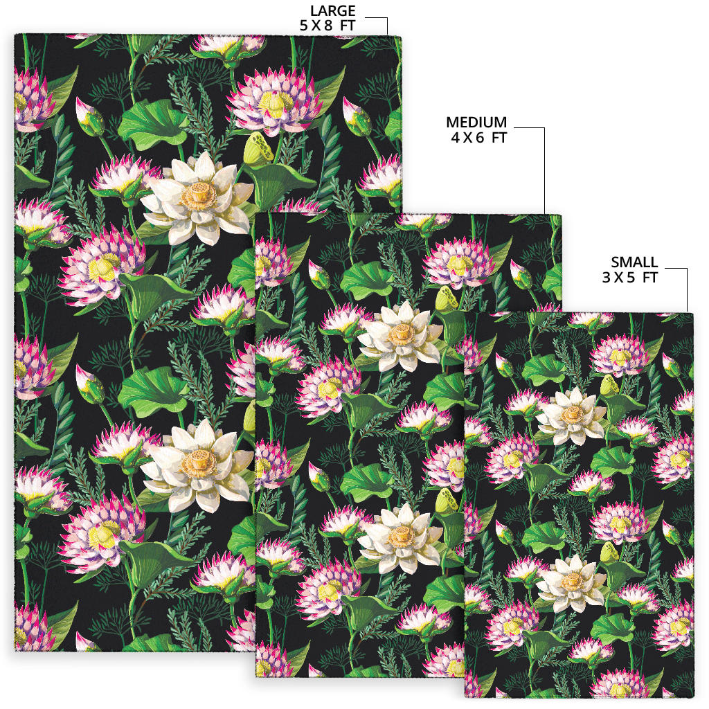 Water Lily Pattern Print Design WL010 Area Rugs