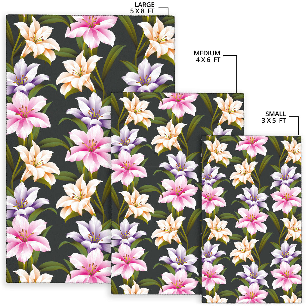 Lily Pattern Print Design LY01 Area Rugs