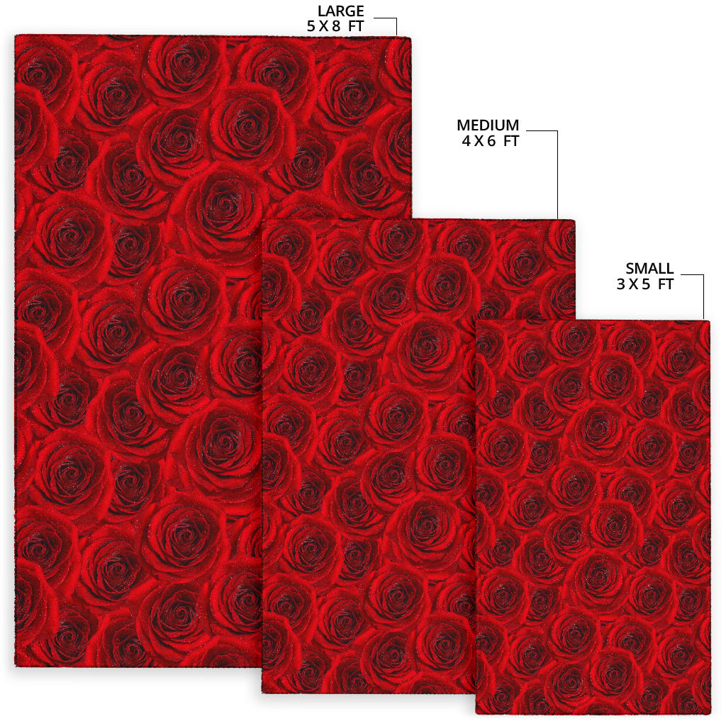 Rose Red Pattern Print Design RO04 Area Rugs