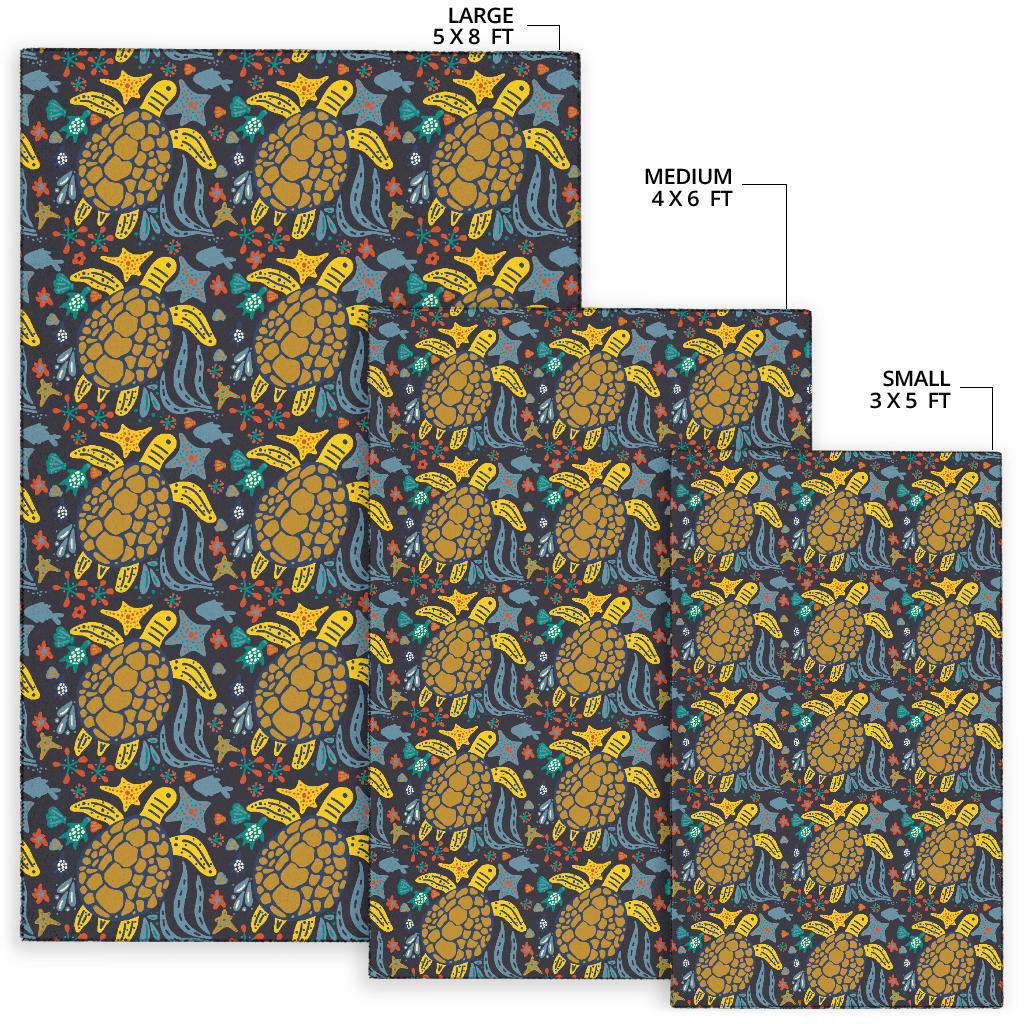 Sea Turtle Pattern Print Design T03 Area Rugs