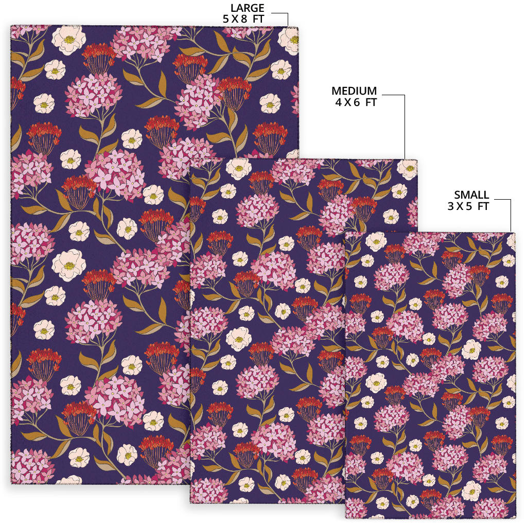 Hydrangea Pattern Print Design HD010 Area Rugs