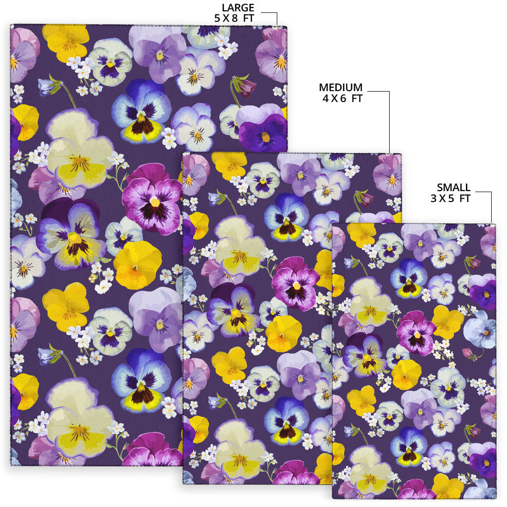Pansy Pattern Print Design PS02 Area Rugs
