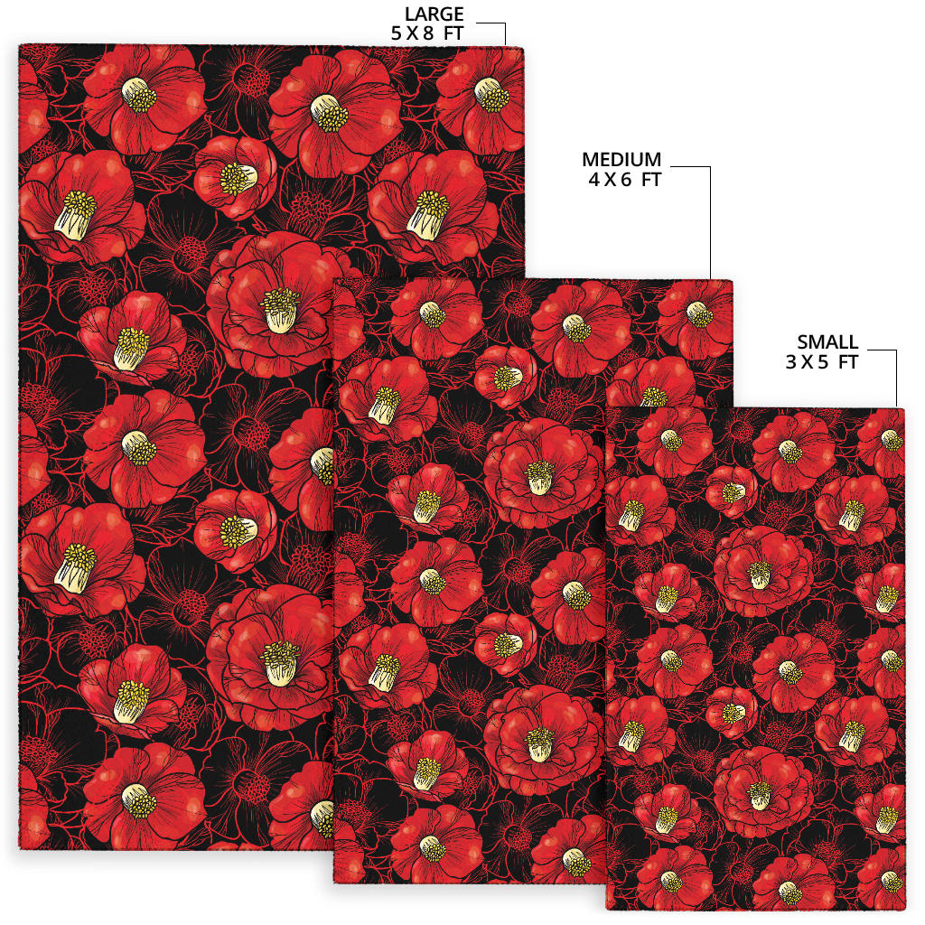 Camellia Pattern Print Design CM06 Area Rugs