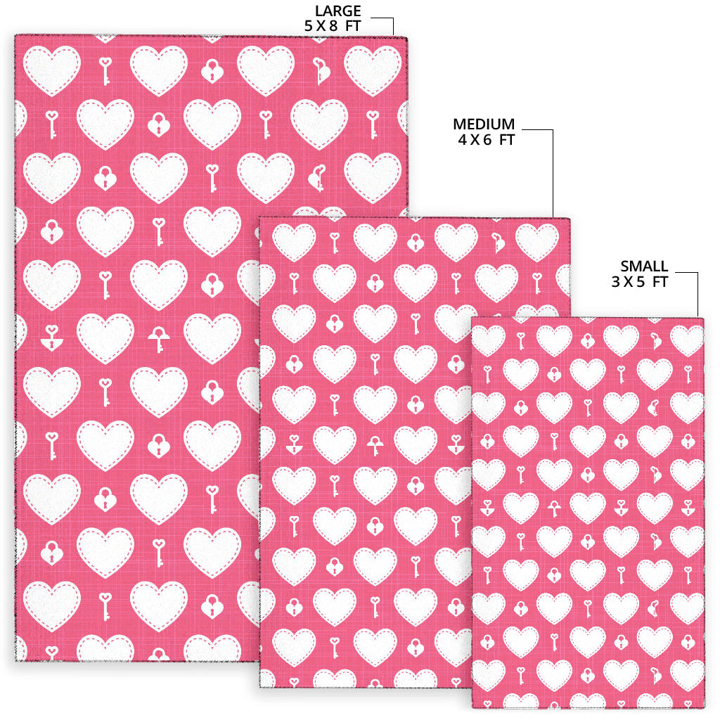 Heart Key Pattern Print Design HE09 Area Rugs