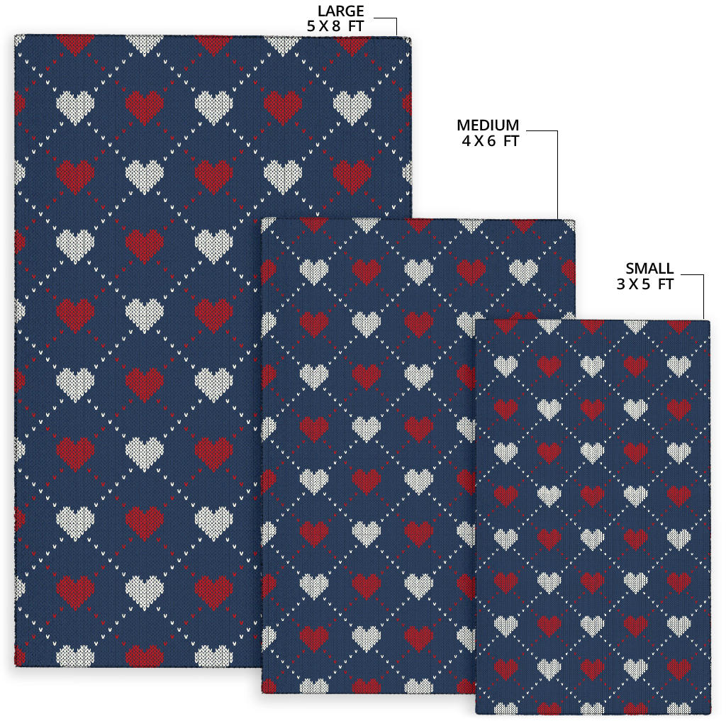 Heart Knit Pattern Print Design HE05 Area Rugs