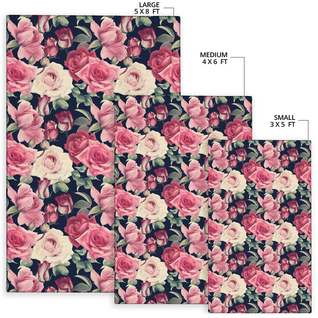 Rose Pattern Print Design RO05 Area Rugs
