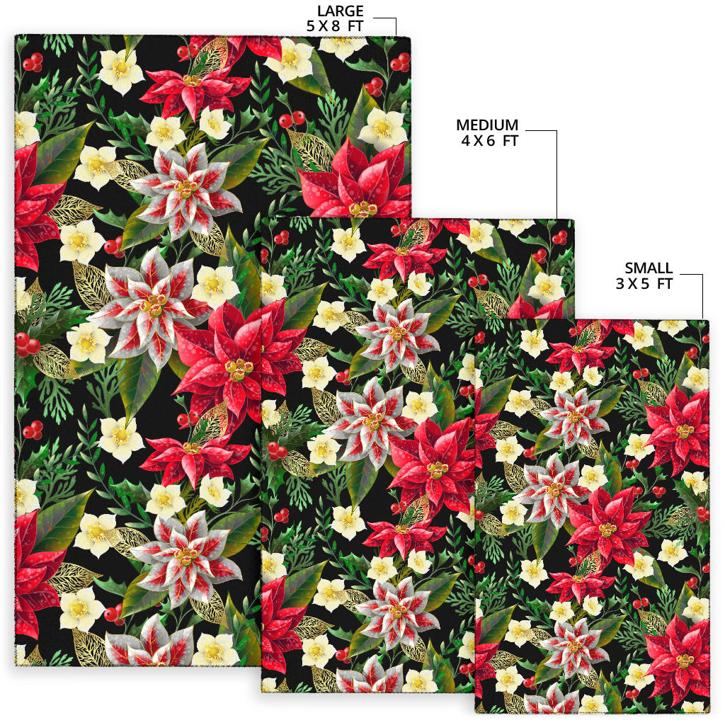 Poinsettia Pattern Print Design POT05 Area Rugs