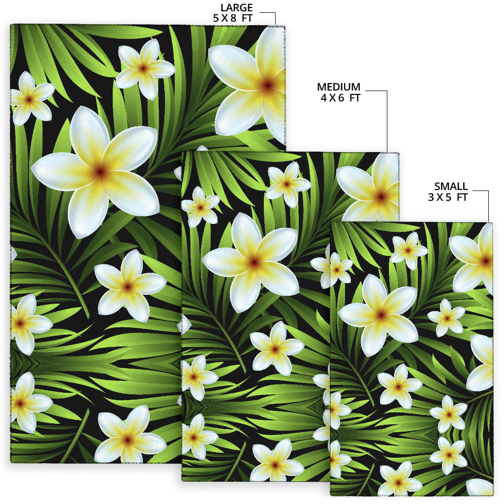 White Plumeria Pattern Print Design PM06 Area Rugs